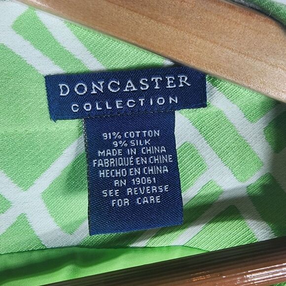 Doncaster Lime Green Geometric Print Cotton/Silk Blend Dress Size 4 - Picture 3 of 5